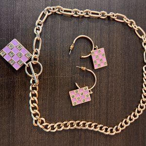 Purple and green super classy Earrings and necklaces